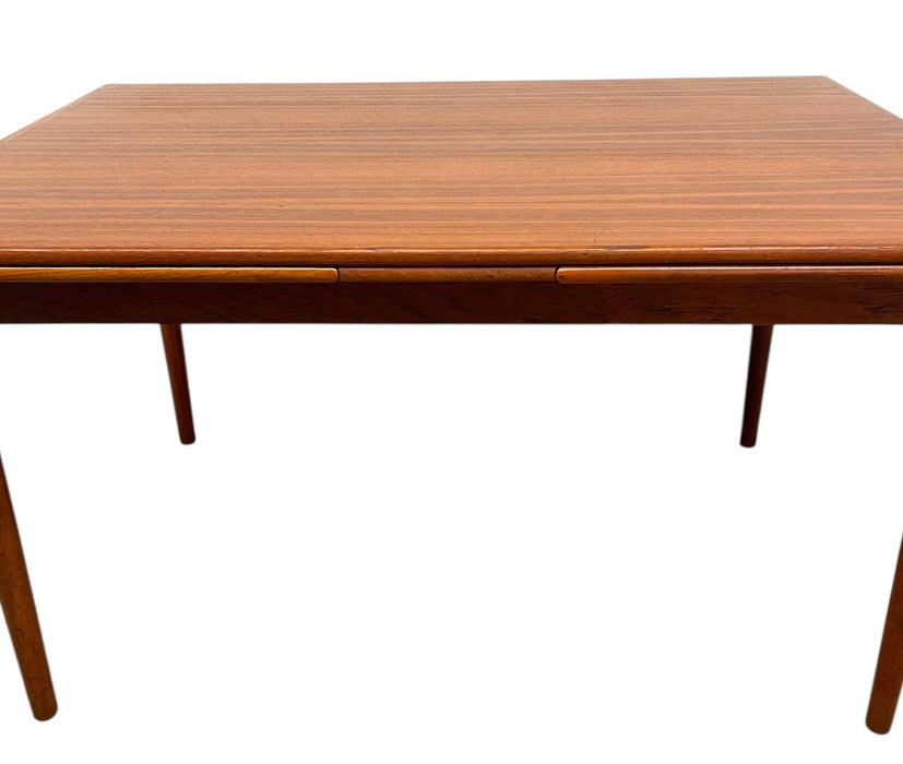 Vintage Danish Mid-century Modern Extendable Dining Table with Slide-Out Leaves