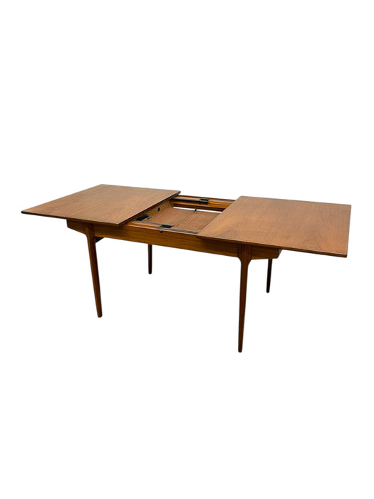 Vintage Danish Modern Expanding Dining Table with Self-storing Leaf