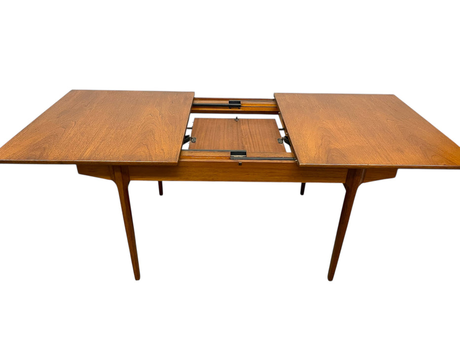 Vintage Danish Modern Expanding Dining Table with Self-storing Leaf
