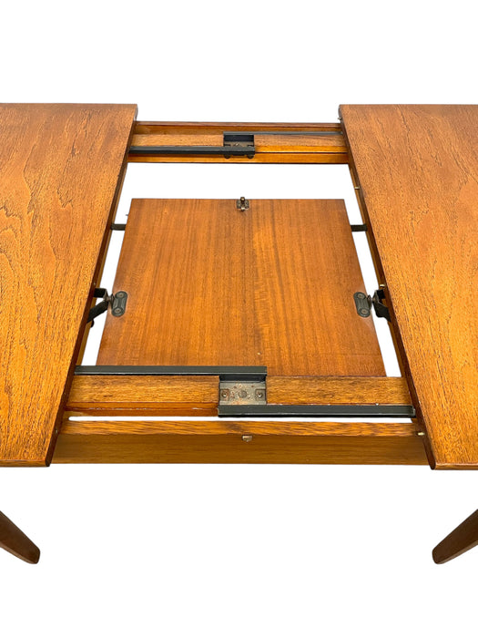 Vintage Danish Modern Expanding Dining Table with Self-storing Leaf