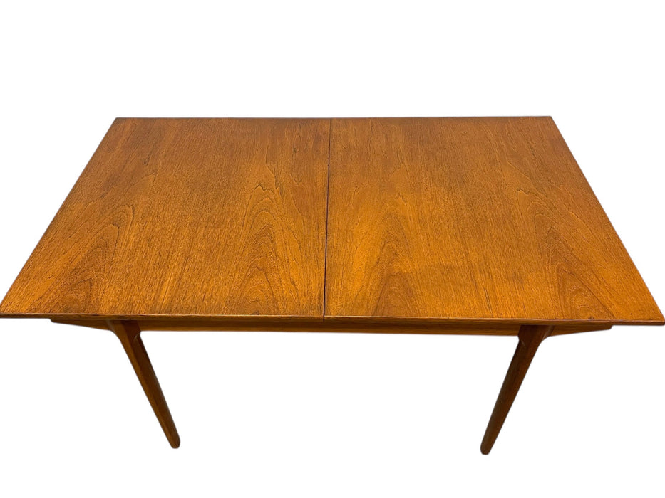 Vintage Danish Modern Expanding Dining Table with Self-storing Leaf