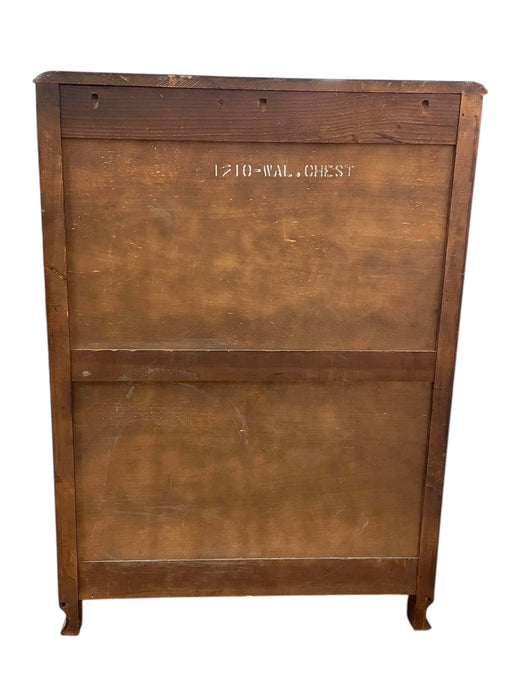 Vintage Mid-Century Highboy Dresser by John Stuart-Five-Drawer Chest with Carved Laurel Detail