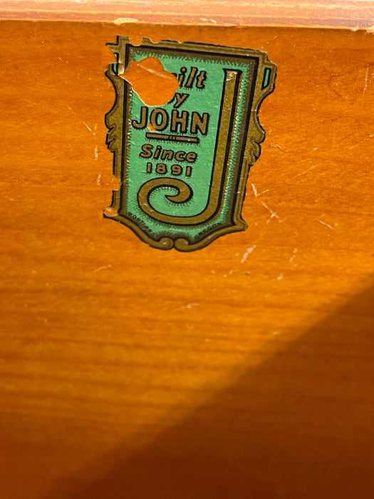 Vintage Mid-Century Highboy Dresser by John Stuart-Five-Drawer Chest with Carved Laurel Detail