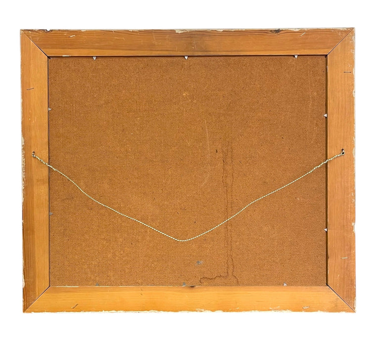 Vintage Mid-Century Mountain Landscape Painting in Textured Frame