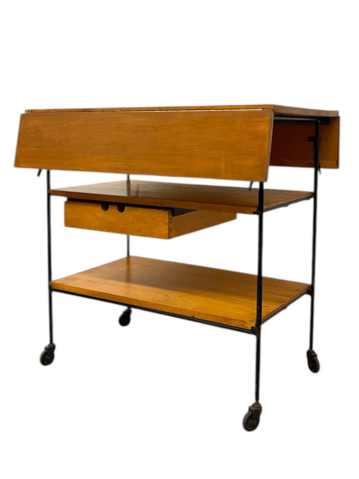 Vintage Paul McCobb Planner Group Drop-Leaf Rolling Cart for Winchendon Furniture