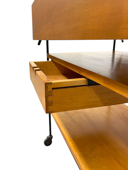Vintage Paul McCobb Planner Group Drop-Leaf Rolling Cart for Winchendon Furniture