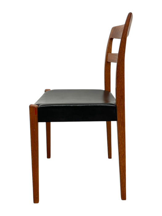 Vintage Danish Modern Dining Chair with Black Vinyl seat, Mid Century Design