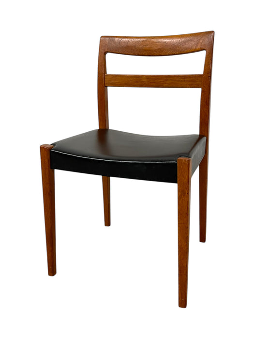 Vintage Danish Modern Dining Chair with Black Vinyl seat, Mid Century Design