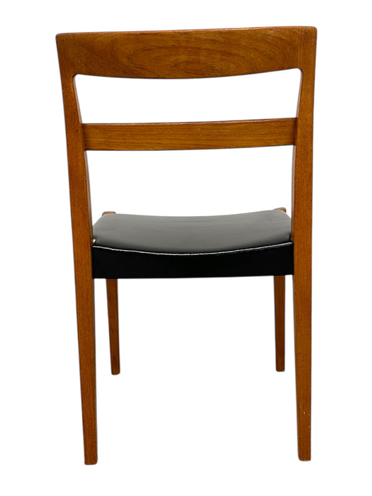 Vintage Danish Modern Dining Chair with Black Vinyl seat, Mid Century Design
