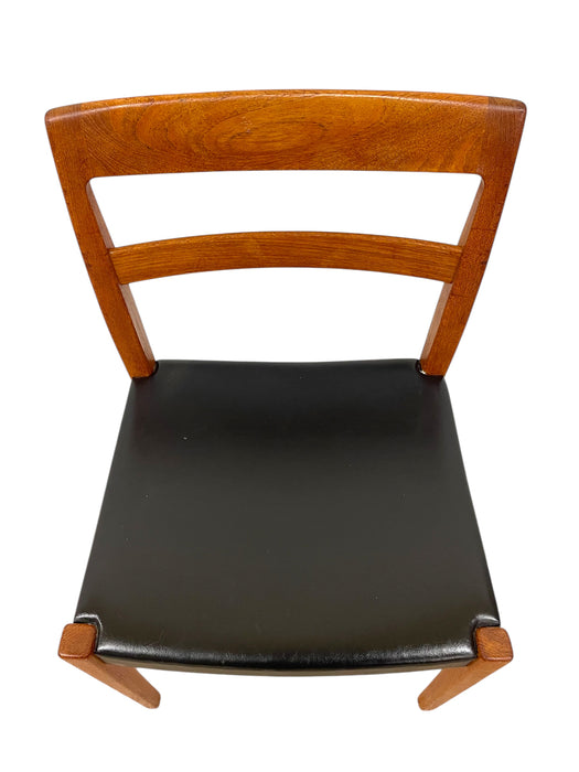 Vintage Danish Modern Dining Chair with Black Vinyl seat, Mid Century Design