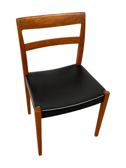 Vintage Danish Modern Dining Chair with Black Vinyl seat, Mid Century Design