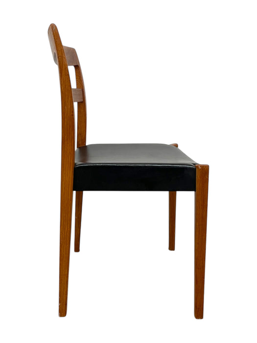Vintage Danish Modern Dining Chair with Black Vinyl seat, Mid Century Design