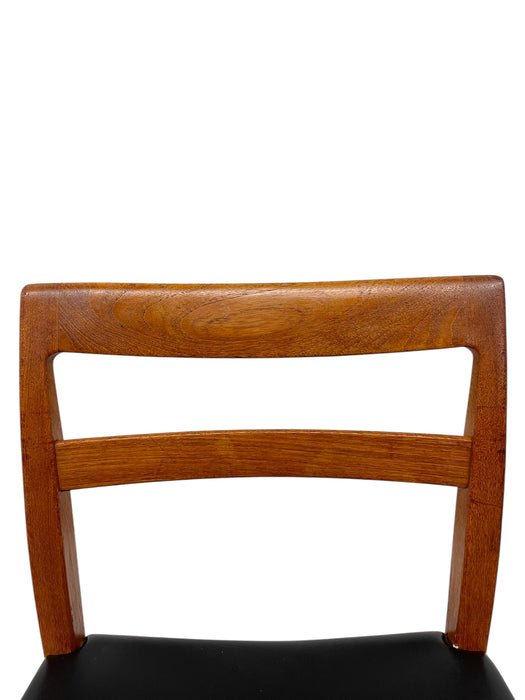 Vintage Danish Modern Dining Chair with Black Vinyl seat, Mid Century Design