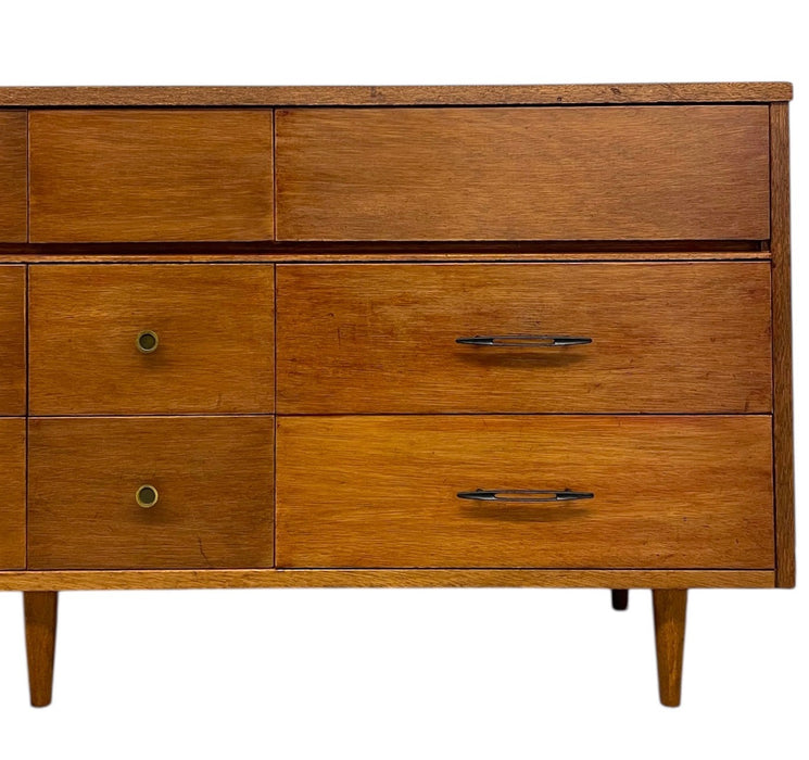 Vintage Mid-Century Modern 12-Drawer Lowboy Dresser on Tapered Legs
