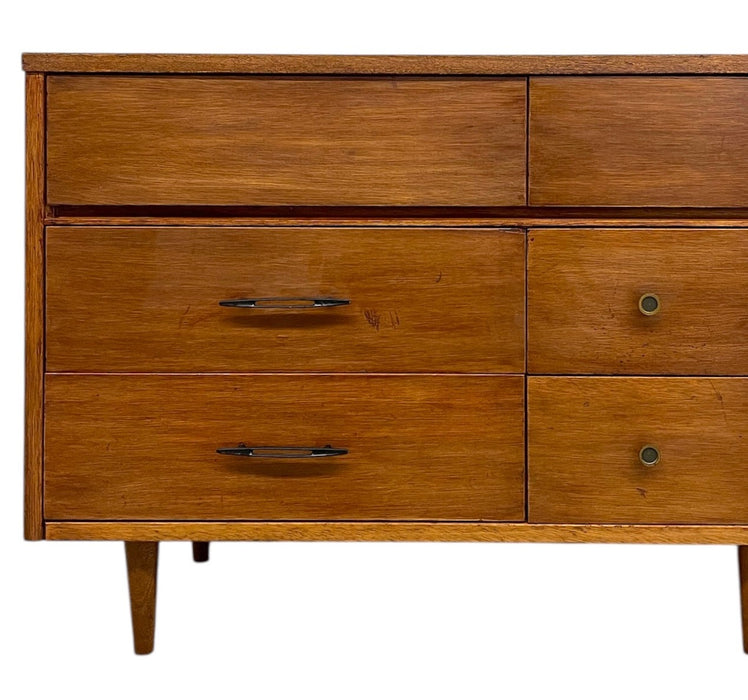 Vintage Mid-Century Modern 12-Drawer Lowboy Dresser on Tapered Legs