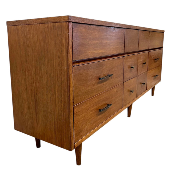 Vintage Mid-Century Modern 12-Drawer Lowboy Dresser on Tapered Legs