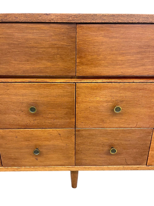 Vintage Mid-Century Modern 12-Drawer Lowboy Dresser on Tapered Legs