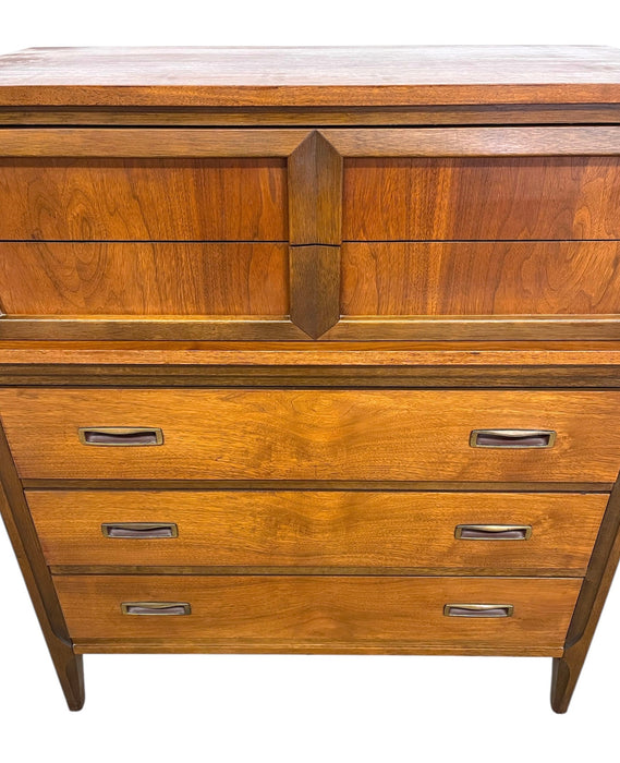 mid century modern highboy dresser Five Drawer Sleek Mid-Century Modern Walnut Highboy Dresser