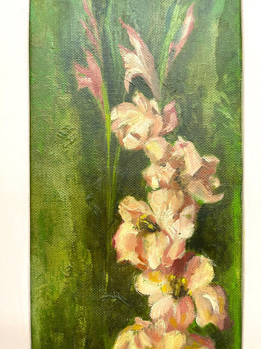 Vintage Framed Floral Painting on Canvas, Signed