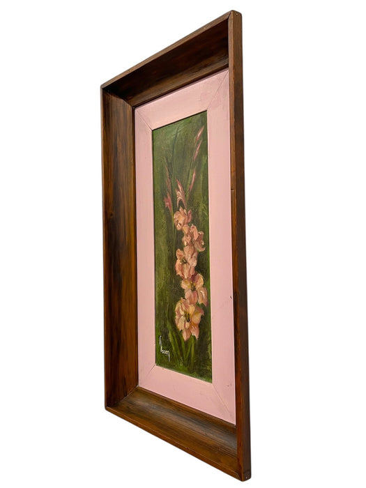 Vintage Framed Floral Painting on Canvas, Signed