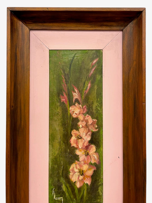 Vintage Framed Floral Painting on Canvas, Signed