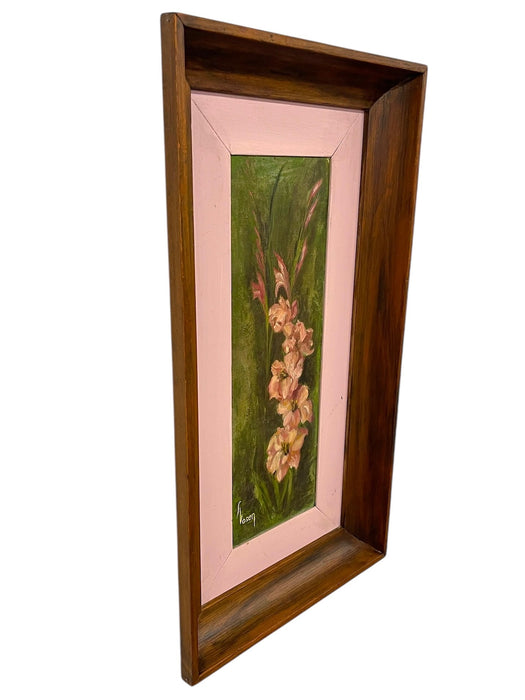Vintage Framed Floral Painting on Canvas, Signed