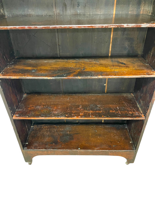 Decorative Wooden Bookcase on Casters - Early 20th Century Open-Shelf Storage