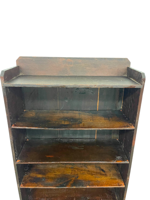 Decorative Wooden Bookcase on Casters - Early 20th Century Open-Shelf Storage