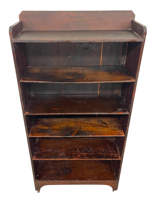 Decorative Wooden Bookcase on Casters - Early 20th Century Open-Shelf Storage