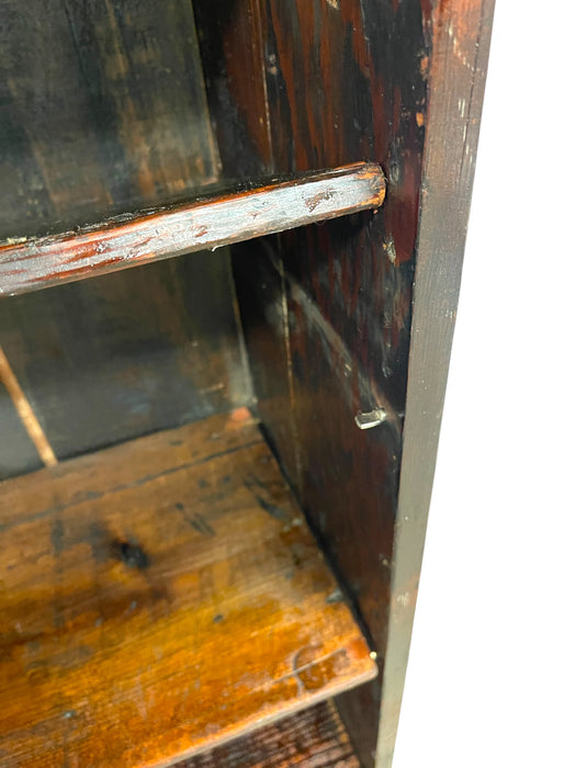 Decorative Wooden Bookcase on Casters - Early 20th Century Open-Shelf Storage