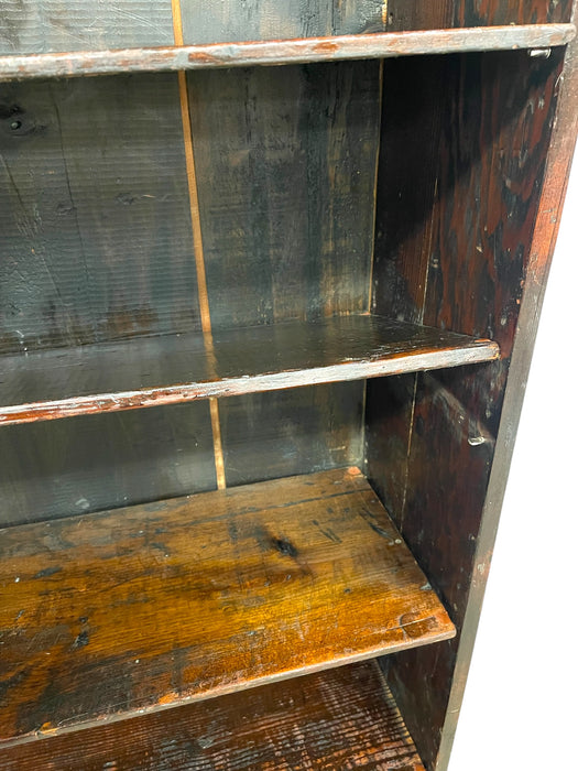 Decorative Wooden Bookcase on Casters - Early 20th Century Open-Shelf Storage