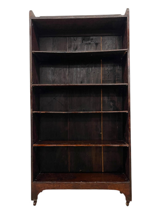 Decorative Wooden Bookcase on Casters - Early 20th Century Open-Shelf Storage