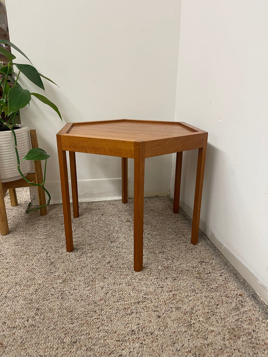 Mid-Century Modern Danish Teakwood Hexagonal Side Table Designed by Hans Christian Andersen