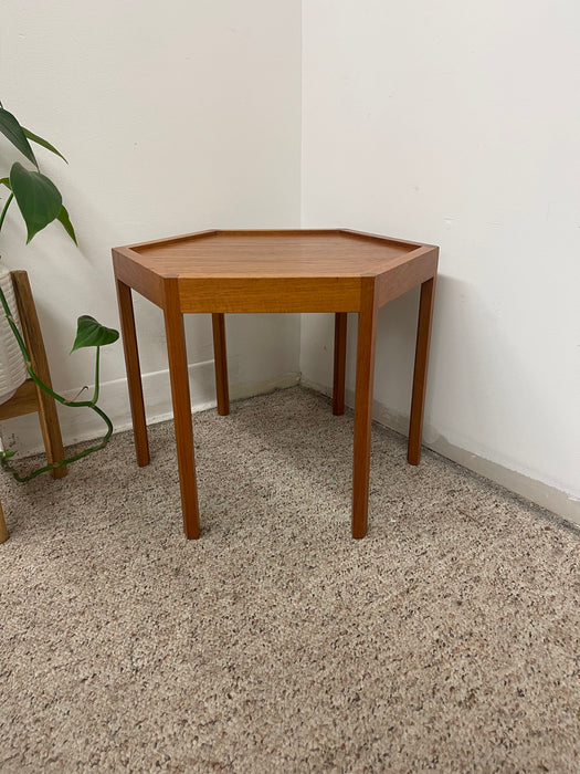Mid-Century Modern Danish Teakwood Hexagonal Side Table Designed by Hans Christian Andersen