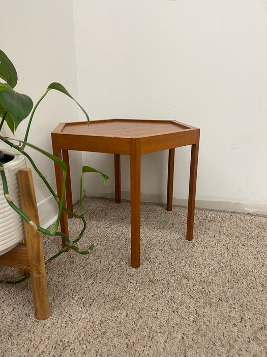 Mid-Century Modern Danish Teakwood Hexagonal Side Table Designed by Hans Christian Andersen