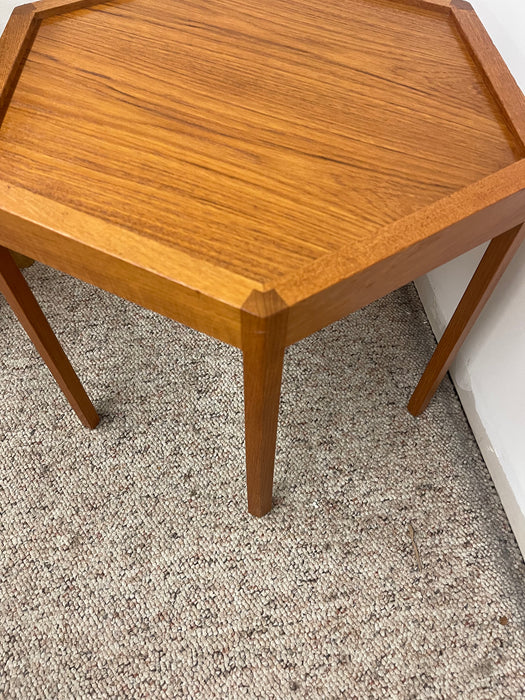 Mid-Century Modern Danish Teakwood Hexagonal Side Table Designed by Hans Christian Andersen