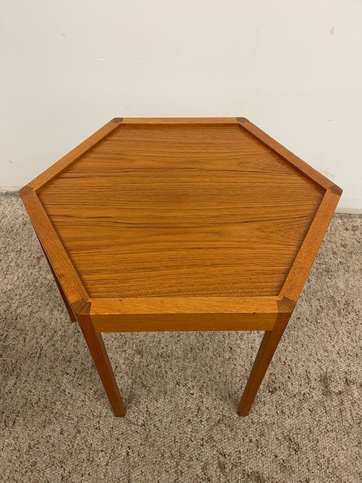 Mid-Century Modern Danish Teakwood Hexagonal Side Table Designed by Hans Christian Andersen