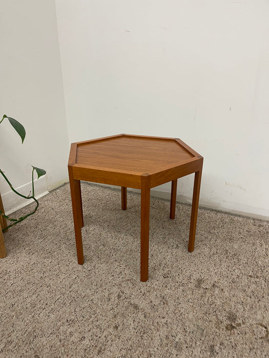 Mid-Century Modern Danish Teakwood Hexagonal Side Table Designed by Hans Christian Andersen
