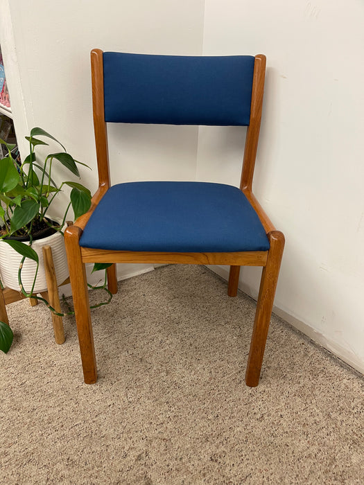 Vintage Danish Modern Dining Chair with Blue Upholstery