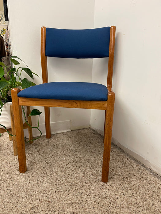 Vintage Danish Modern Dining Chair with Blue Upholstery
