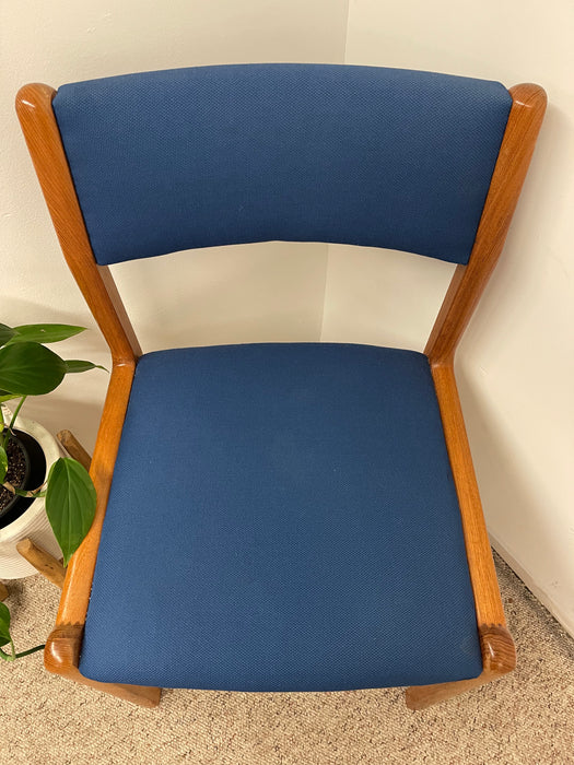 Vintage Danish Modern Dining Chair with Blue Upholstery