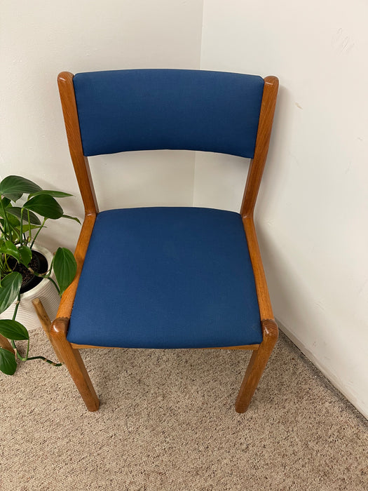 Vintage Danish Modern Dining Chair with Blue Upholstery