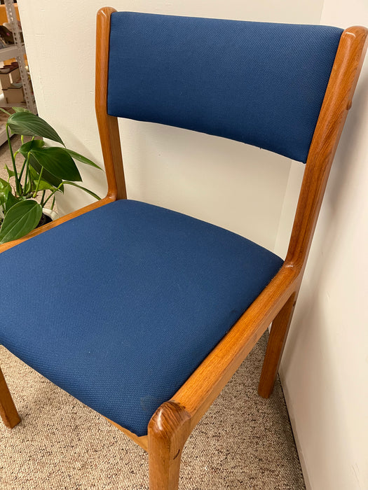 Vintage Danish Modern Dining Chair with Blue Upholstery