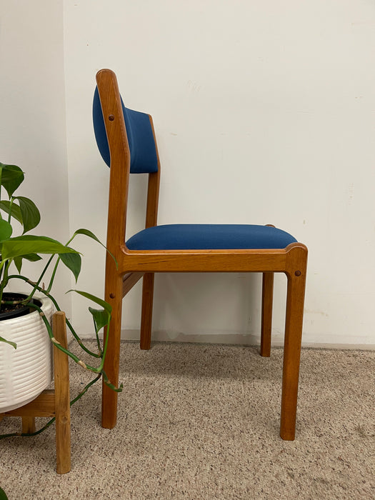 Vintage Danish Modern Dining Chair with Blue Upholstery