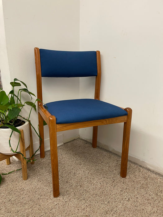 Vintage Danish Modern Dining Chair with Blue Upholstery