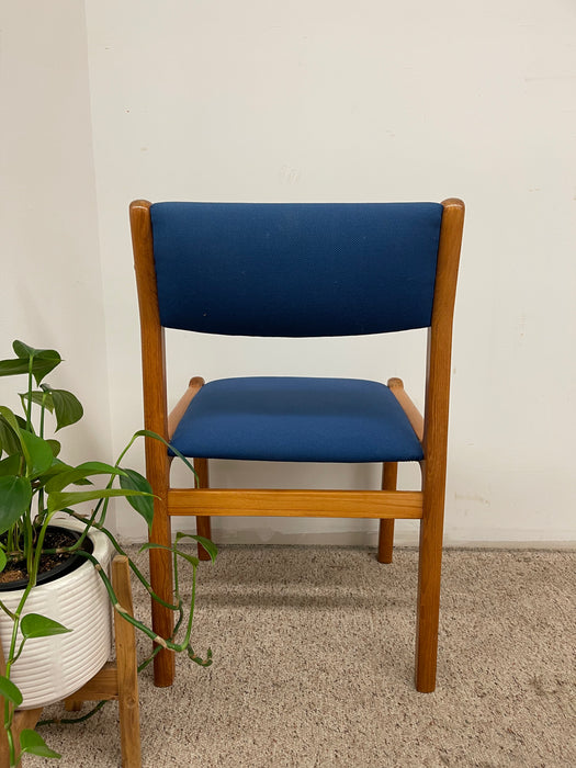 Vintage Danish Modern Dining Chair with Blue Upholstery