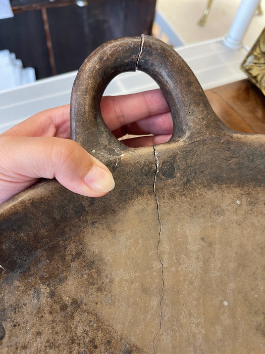 Handcrafted Clay Griddle with Handles -Rustic Earthenware Cooking Pan