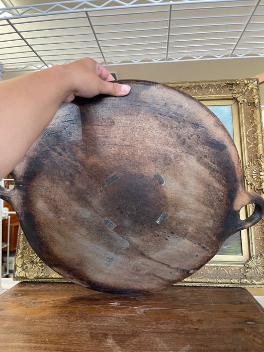 Handcrafted Clay Griddle with Handles -Rustic Earthenware Cooking Pan