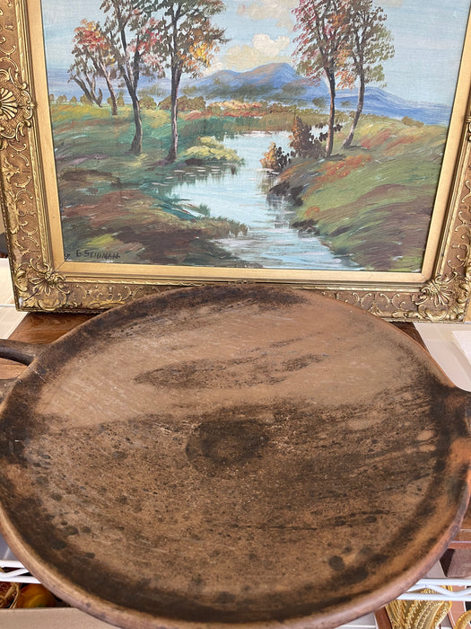 Handcrafted Clay Griddle with Handles -Rustic Earthenware Cooking Pan