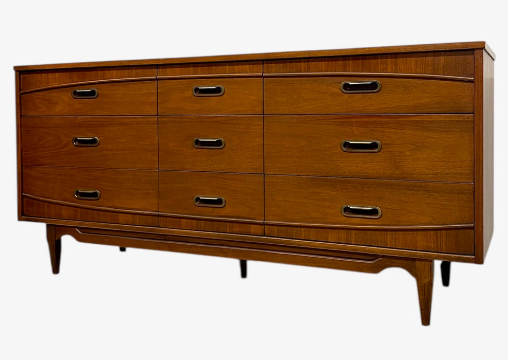 Mid-Century Modern Matching Dresser Set by Hooker Furniture - 9-Drawer Low Dresser & 5-Drawer Highboy
